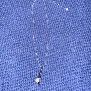 WHBM Silver Tone Necklace with Faux Pearl Pendant and Matching Earrings